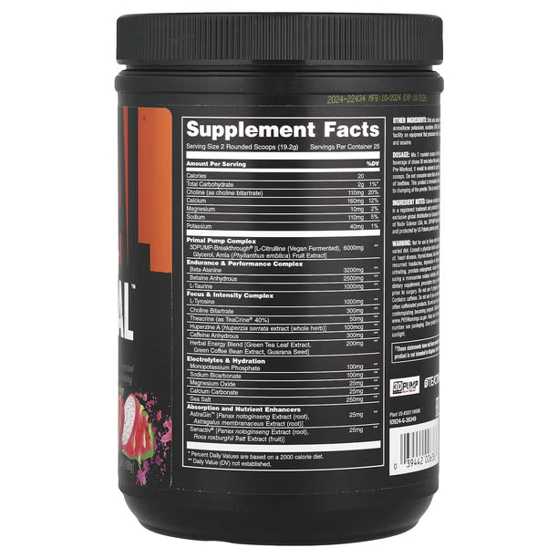 Universal Nutrition Primal Powder 25 Serv