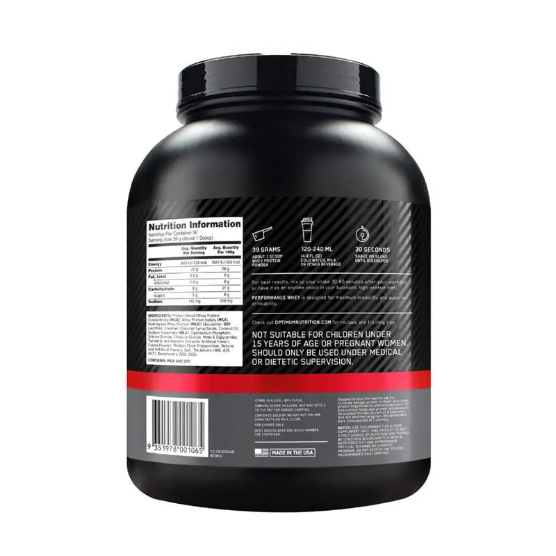 Optimum Nutrition 100% Whey Perfomance 4.3 lbs Chocolate Shake