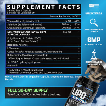 Nutrex Lipo6 Nigthtime 30 Ct