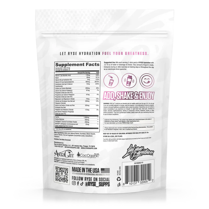 Ryse Core Hydratation Sticks 16 Serv