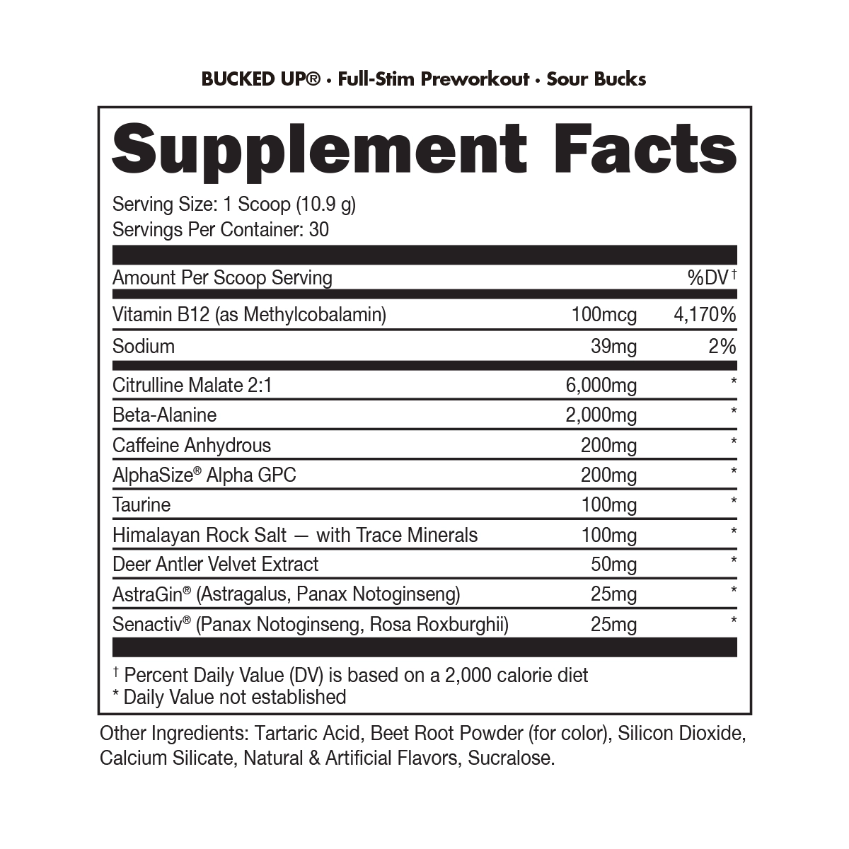 Bucked Up Pre-Workout 30 Servicios